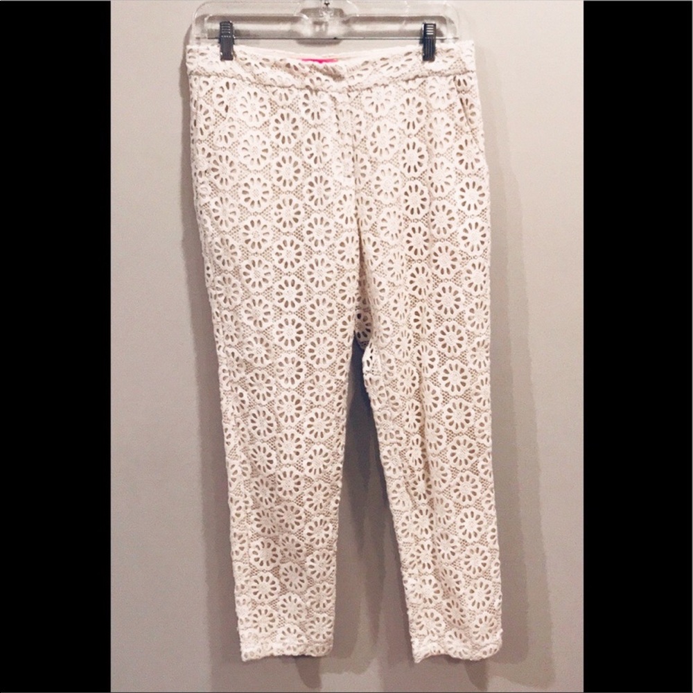 POOKIE & SEBASTIAN floral overlay, cotton pants / Size Small
